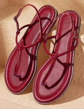 Sandalias planas para mujer con correa en el dedo, cómodas para primavera/verano, uso exterior/interior, moda minimalista, adecuadas para vacaciones, - Shein - FashionsVida
