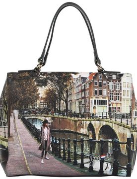 Borsa boston donna AMSTERDAM BRIDGE bauletto tracolla regolabile ecopelle