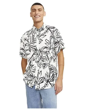 Camicia A Maniche Corte Lafayette Aop Cloud Dancer M - Jack & jones - FashionsVida