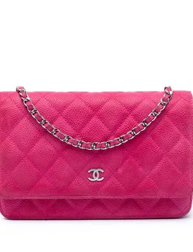 CC Quilted Caviar Wallet on Chain - Chanel - FashionsVida