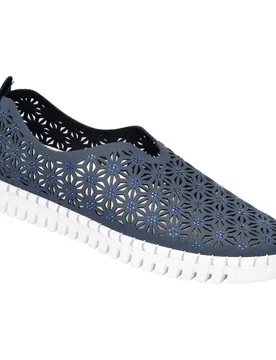 Leder-Mokassin „Glitzerstein“ blau 37 Damen - wonderwalk - FashionsVida