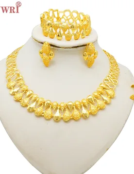 GDJWRI Luxury Golden Necklace Sets For Women Wedding Dubai African latest Jewelry Sets Indian Jewellery Anniversary Gifts - Aliexpress - FashionsVida