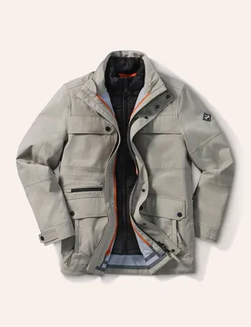 Aquastop 4-Jahreszeiten Jacke 4in1, normale Größen#untersetzte Größen, Farbe Beige, 58, 4 Trageoptionen atmungsaktiv und wasserdicht Herren - Walbusch - FashionsVida