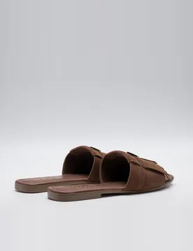 Sandalias de pala de mujer de piel con flecos - Replay - FashionsVida