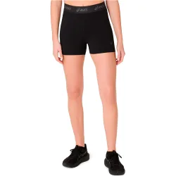Essential logo malla corta running mujer Negro (S)