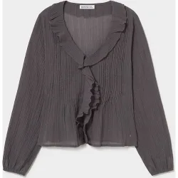 Blusa de mujer con volantes y lurex