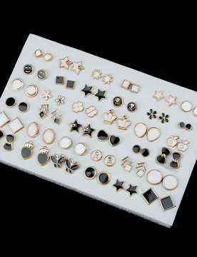 Pairs Mix Style Geometric Animal Small Earrings Cross Star Moon Heart Bowknot Plastic Stud Earring Set for Woman Party Jewelry - Aliexpress - FashionsVida