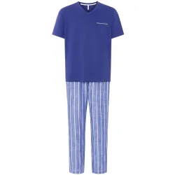Pijama de hombre manga corta pantalón largo a rayas
