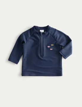 Fish Embroidery Rash Vest (0 Mths - 5 Yrs) Navy Mix male - M&S - FashionsVida