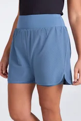 Women's 'Double Layer' Quick Wicking Active Running Shorts in Blue Size: 14 - Blue - Size: 14