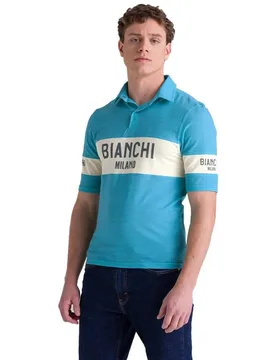 Polo A Maniche Corte Bianchi Milano Retro 2025 Light Blue - Santini - FashionsVida