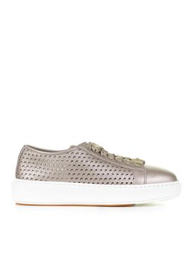 Sneaker In Pelle Traforata Laminata