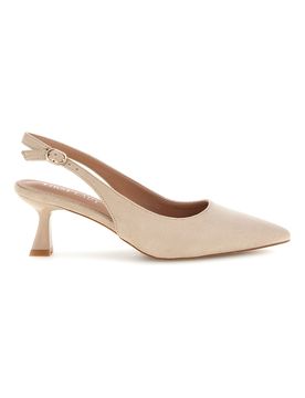 Décolleté slingback beige in tessuto effetto soft touch P671 37