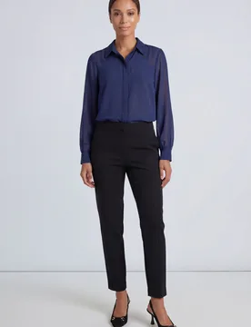 Womens Basic Chiffon Button Down Collared Shirt - Navy - Size 20 Uk - Principles - FashionsVida