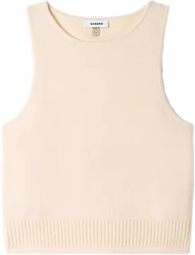 Jersey de punto fino de mujer sin mangas con lana y cachemira - sandro - FashionsVida