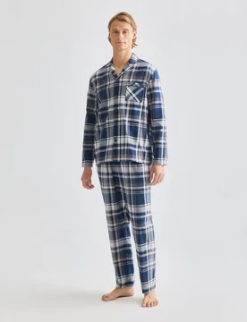 Pijama largo tejido cuadros hombre - Dustin - FashionsVida
