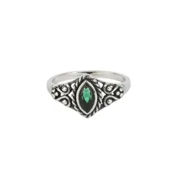Ring - Green Navette - für Damen - silberfarben - Frauen - female