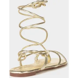 Sandalias planas de mujer de piel con tiras