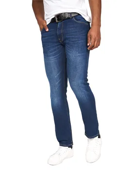 Mens Cadman Straight Jeans (Stone Wash) - Navy/blue - Size 32 Short - Crosshatch - FashionsVida