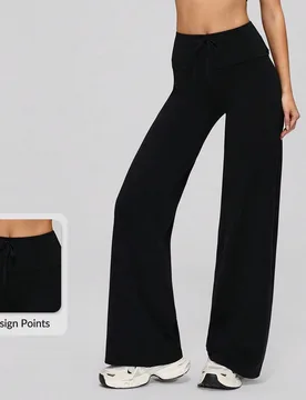 Pantalones deportivos de mujer de cintura alta con cordón, sueltos y fluidos, estilizadores y cómodos - Shein - FashionsVida