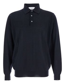 Long Sleeve Wool Polo Shirt for Men