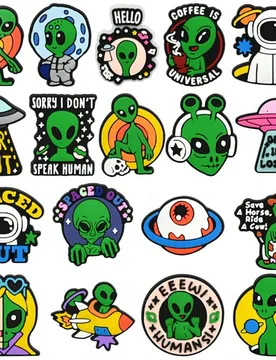 Juego de 11/18 piezas de adornos para zapatos de la serie de alienígenas de dibujos animados y OVNI, decoraciones de zapatos de PVC, accesorios para - Shein - FashionsVida