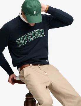 Superdry Herren Athletic Applique Sweatshirt Lockere Passform Navy - Größe: L - 79.99 - FashionsVida