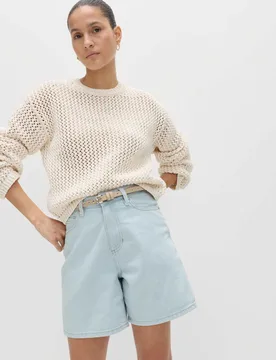 Pure Cotton Denim Classic Shorts Light Indigo Mix female - M&S - FashionsVida