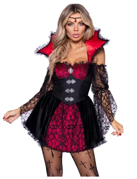 Vampirkostüm für Damen Halloweenkostüm schwarz 2-teilig - female - LEG-AVENUE - FashionsVida