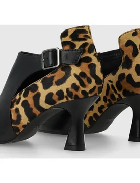 Botines de mujer en piel combinado con efecto animal print - Lodi - FashionsVida