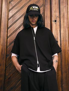 Chemise Fluide Boxy Fit Manches Courtes Xs Noir