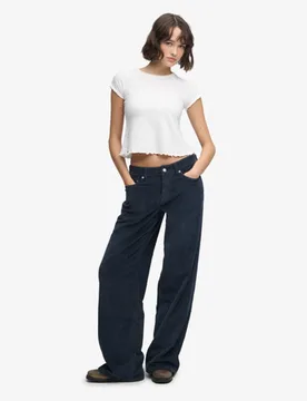 Superdry Damen Mid Rise Baggy Jumbo Cord Hose Navy - Größe: 30/30 - 79.99 - FashionsVida