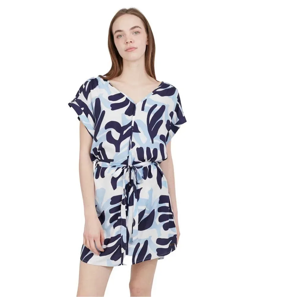 Vestito Corto A Maniche Corte Palmetta Marine L - Fundango - FashionsVida