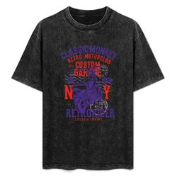 Classic Monkey Retro Motorcycle T-Shirt Minimalist Casual Short Sleeve Top