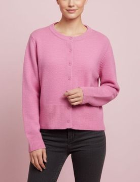 Cardigan con bottoni con miscela di lana - orchidea