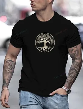 Men's Minimalist Tree Graphic T-Shirt Comfortable Material Male Short Sleeve Tees Young Professionals Personalized Clothing - Aliexpress - FashionsVida