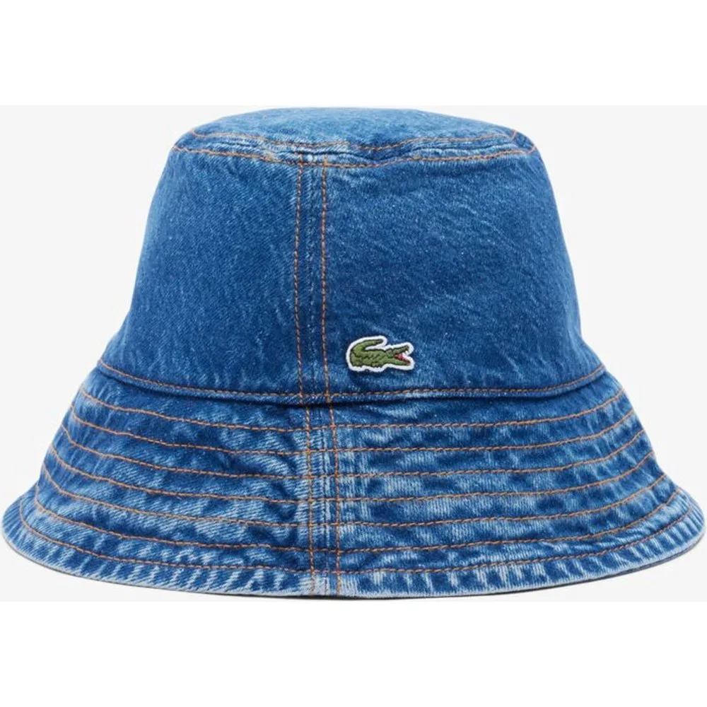 Gorro de mujer de pescador de sarga de algodón en azul - Lacoste - FashionsVida