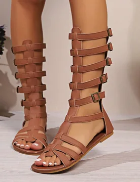 Sandalias planas para mujer, estilo bohemio, retro americano, bohemio, western, festival de música, atuendo de fiesta - Shein - FashionsVida