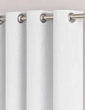 Pieza Cortina opaca blanca con patrón de línea de lámina de plata, cortina opaca de poliéster moderna, adecuada para el hogar, dormitorio y sala d - Shein - FashionsVida