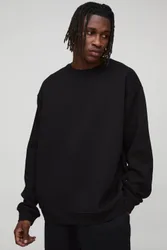 Herren Tall Basic Oversized Rundhals-Sweatshirt Black Größe Medium
