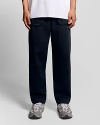 Men's Straight Leg Linen Blend Trousers in Navy