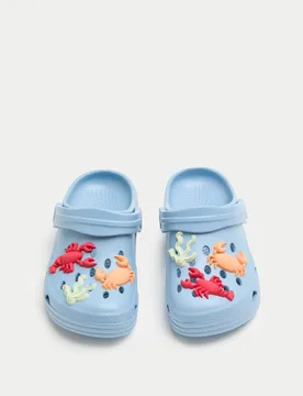 Kids' Sea Patterned Clogs (4 Small-2 Large) Blue Mix male - M&S - FashionsVida