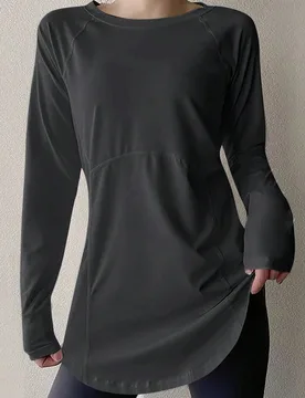 Top de yoga para fitness de mujer, camiseta de entrenamiento de secado rápido, adecuada para correr, ejercicio en el gimnasio, capa base de compresi? - Shein - FashionsVida
