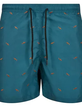 Pantaloncino Da Bagno Embroidery Shark / Teal / Toffee L - Urban classics - FashionsVida