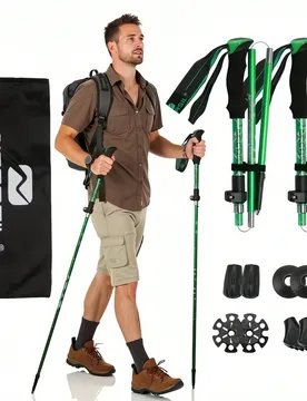 Piezas Bastones de trekking plegables con sistema de bloqueo rápido - Bastones de senderismo de aleación de aluminio ultraligeros, empuñadura de go - Shein - FashionsVida
