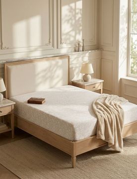 Lenzuolo con angoli in cotone con motivo ornamentale - beige