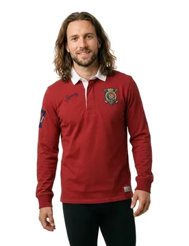 Polo A Maniche Lunghe Double Emblem Rugby Prep Red 2XL - Superdry - FashionsVida