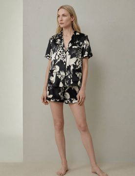 Pyjama Soie Légère Imprimée Ensemble XS
