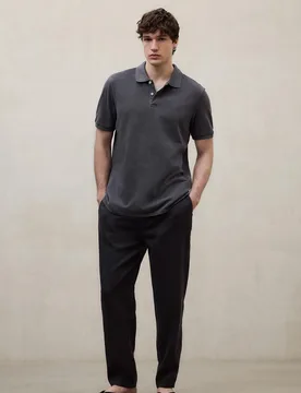 Polo de manga corta de hombre en algodón con print en cuello - Ecoalf - FashionsVida