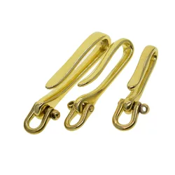 Sizes Fine Solid raw brass Creative simple Japanese fishhook U hook D screw lock shackle Keychain key Ring EDC DIY making